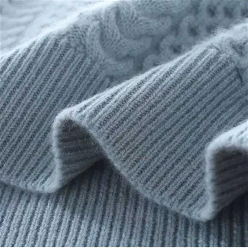 Women's Pure Cashmere Roll Neck Jumper – Relaxed Cable Knit – view 4