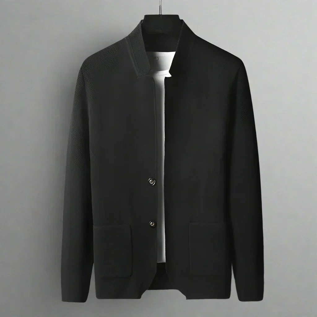 Men's Knit Mandarin Collar Cardigan – Smart Layering Knitwear – view 4