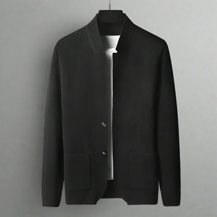 Men's Knit Mandarin Collar Cardigan – Smart Layering Knitwear – view 4