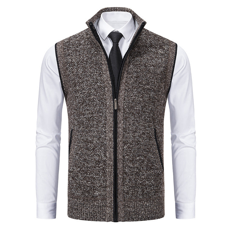 Men's Knitted Zip-Up Gilet – Funnel Neck Vest for Smart Layering – view 5
