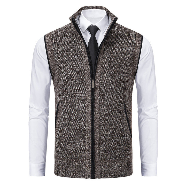 Men's Knitted Zip-Up Gilet – Funnel Neck Vest for Smart Layering – view 5