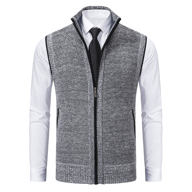 Men's Knitted Zip-Up Gilet – Funnel Neck Vest for Smart Layering – view 9