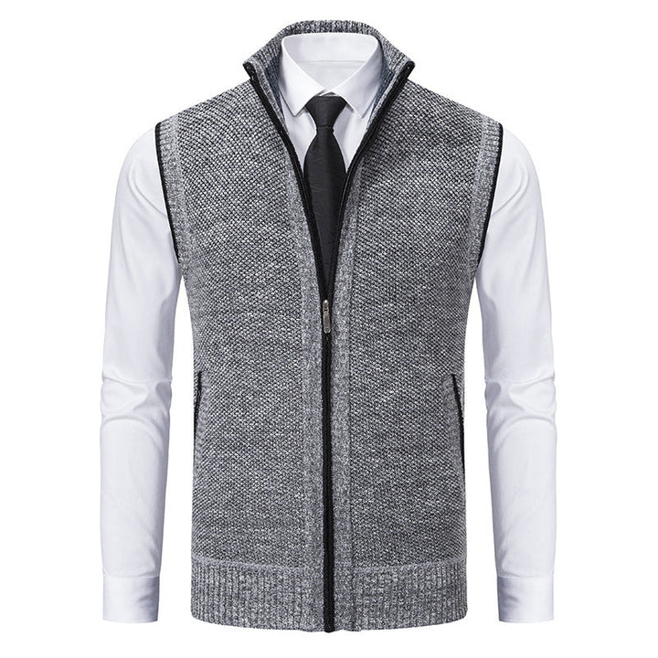 Men's Knitted Zip-Up Gilet – Funnel Neck Vest for Smart Layering – view 9