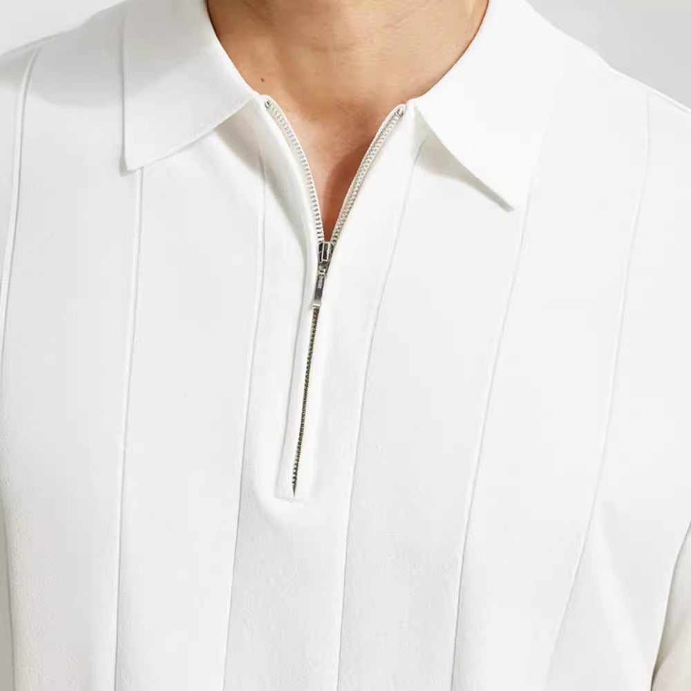 Men's Knit Half-Zip Polo – Massimo Textured Smart-Casual Top – view 4