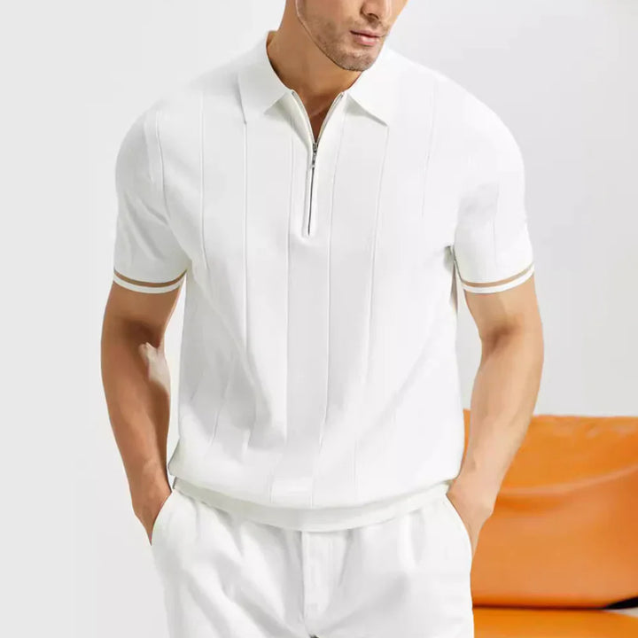 Men's Knit Half-Zip Polo – Massimo Textured Smart-Casual Top – view 5