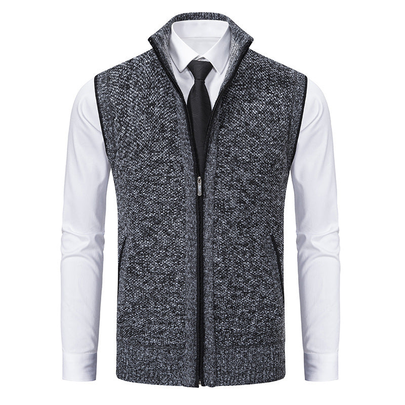 Men's Knitted Zip-Up Gilet – Funnel Neck Vest for Smart Layering – view 3