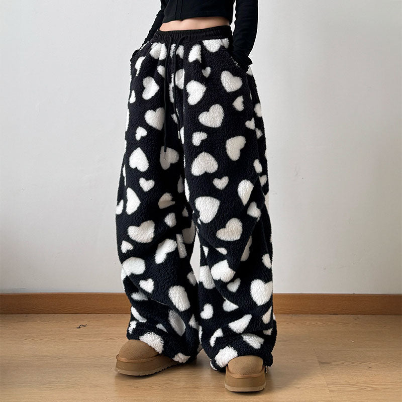 Women's Teddy Fleece Heart Trousers – Cosy Lounge Bottoms – view 2