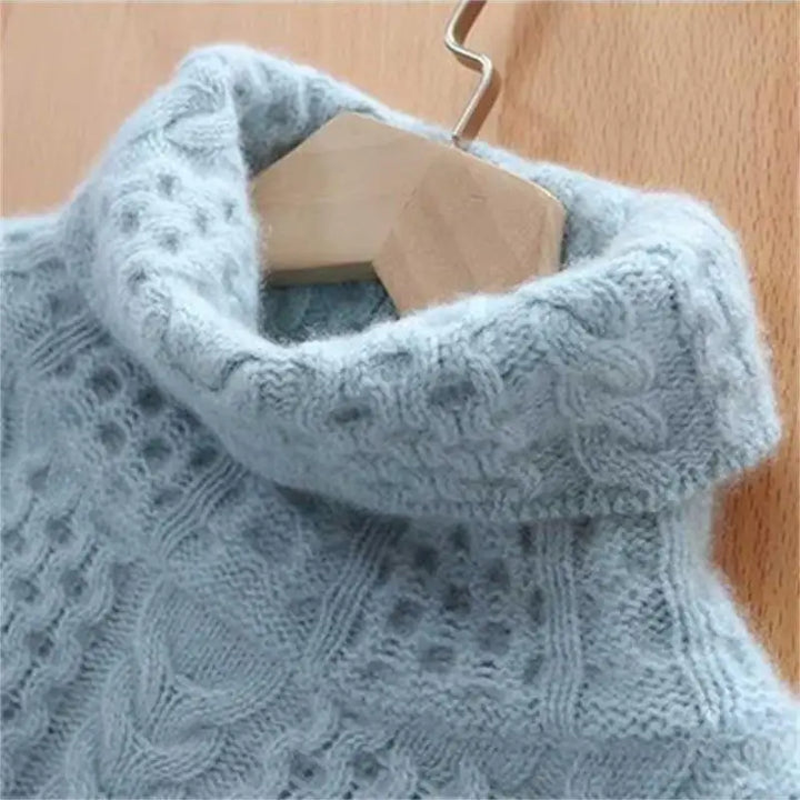 Women's Pure Cashmere Roll Neck Jumper – Relaxed Cable Knit – view 3