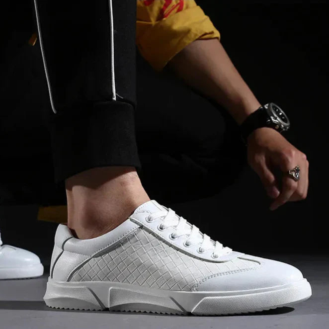 Men's Leather Woven Trainers – Low-Top Everyday Comfort – view 8