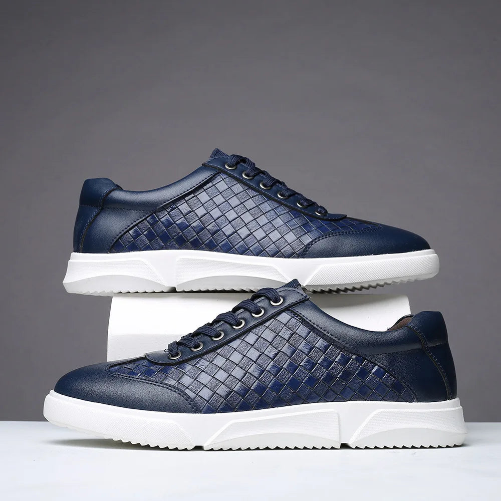 Men's Leather Woven Trainers – Low-Top Everyday Comfort – view 5