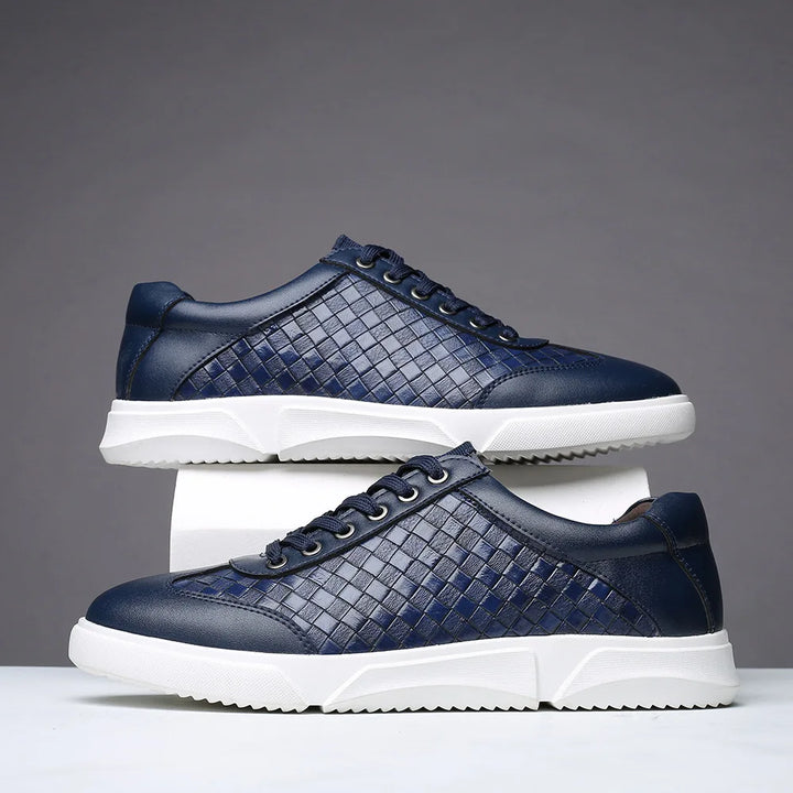 Men's Leather Woven Trainers – Low-Top Everyday Comfort – view 5