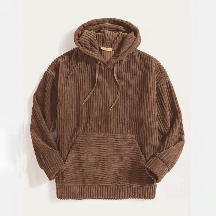 Men's Marcello Corduroy Hoodie – Soft Ribbed Smart-Casual Layer – Brown