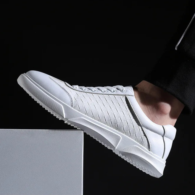Men's Leather Woven Trainers – Low-Top Everyday Comfort – view 9