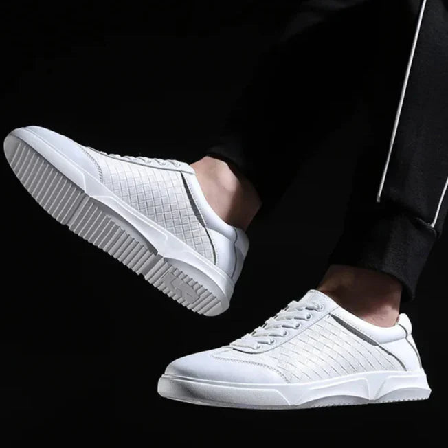 Men's Leather Woven Trainers – Low-Top Everyday Comfort – view 10