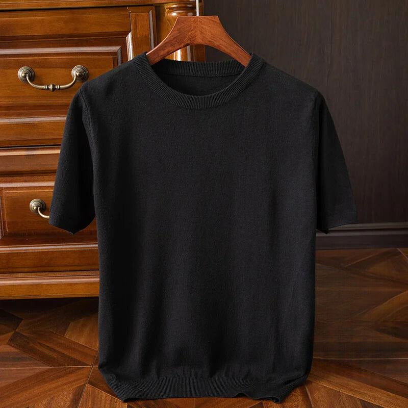 Men's Cashmere Crew Neck T-Shirt – Luxurious Everyday Tee – view 4