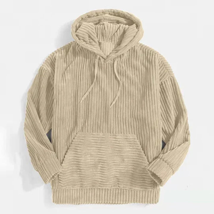 Men's Marcello Corduroy Hoodie – Soft Ribbed Smart-Casual Layer – Khaki
