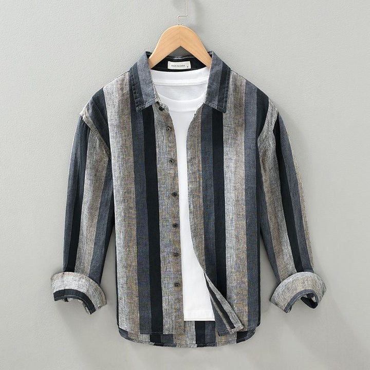 Men's Lucas Striped Linen Shirt – Breathable Summer Style – Blue
