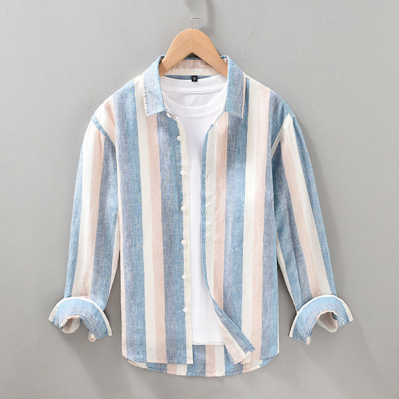 Men's Lucas Striped Linen Shirt – Breathable Summer Style