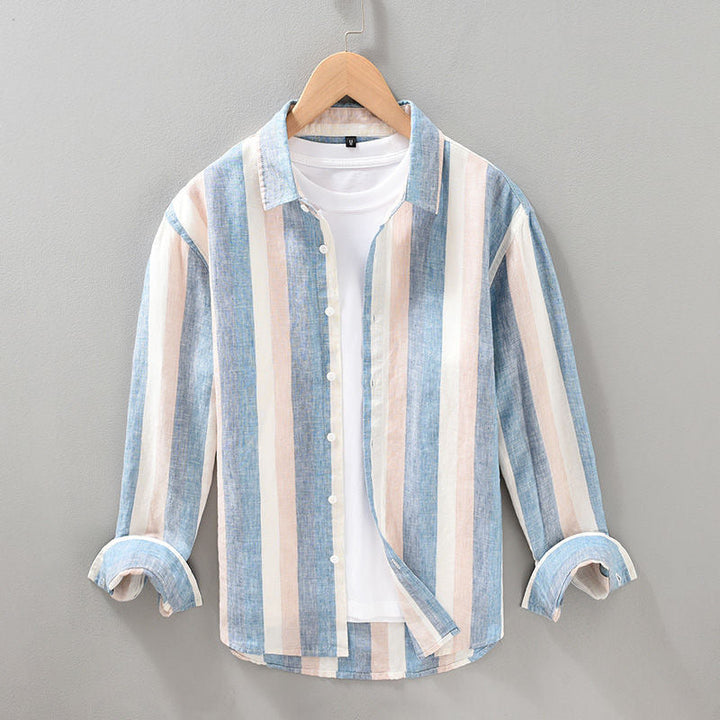 Men's Lucas Striped Linen Shirt – Breathable Summer Style