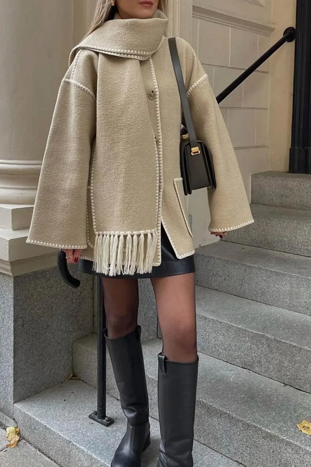 Women's 2-in-1 Scarf Coat – Plush Tailored Winter Elegance – view 4