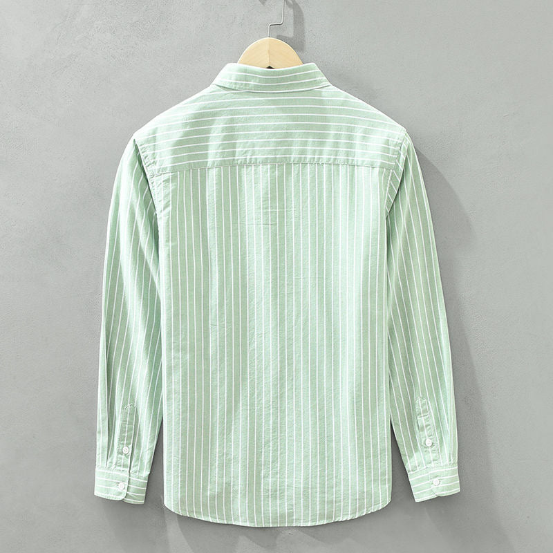 Men's Striped Linen Shirt – Breton Maritime Summer Style – view 7