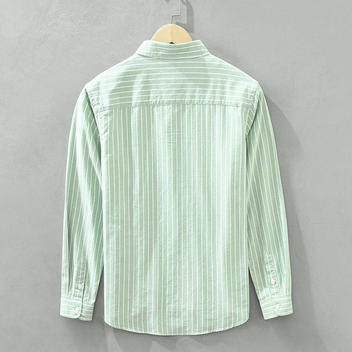 Men's Striped Linen Shirt – Breton Maritime Summer Style – view 7