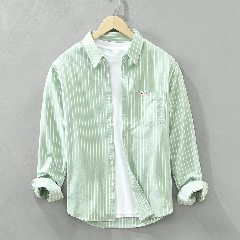 Men's Striped Linen Shirt – Breton Maritime Summer Style – view 2