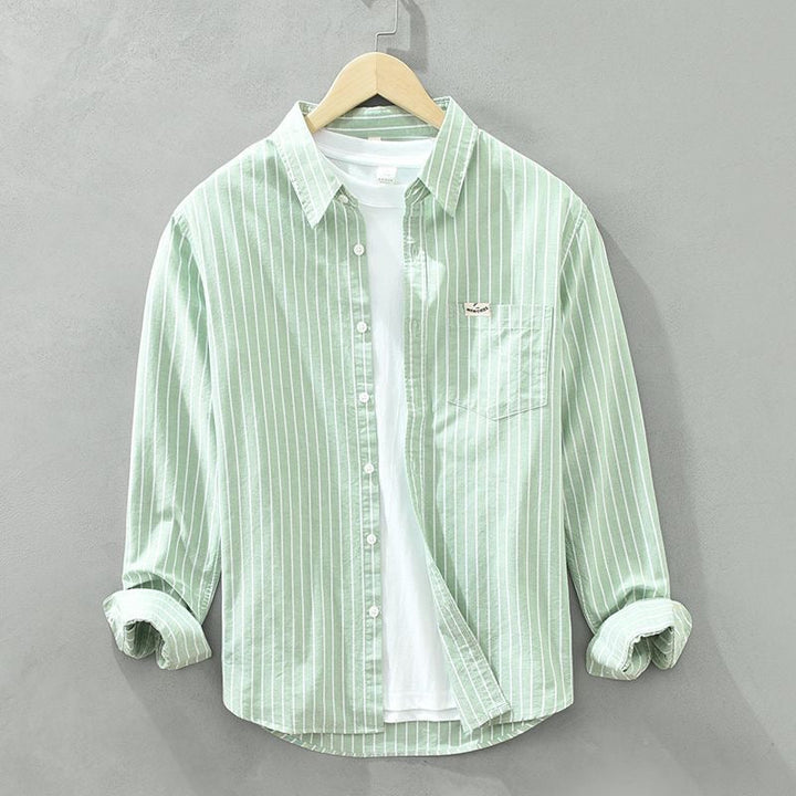 Men's Striped Linen Shirt – Breton Maritime Summer Style – view 2