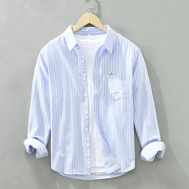 Men's Striped Linen Shirt – Breton Maritime Summer Style – view 5
