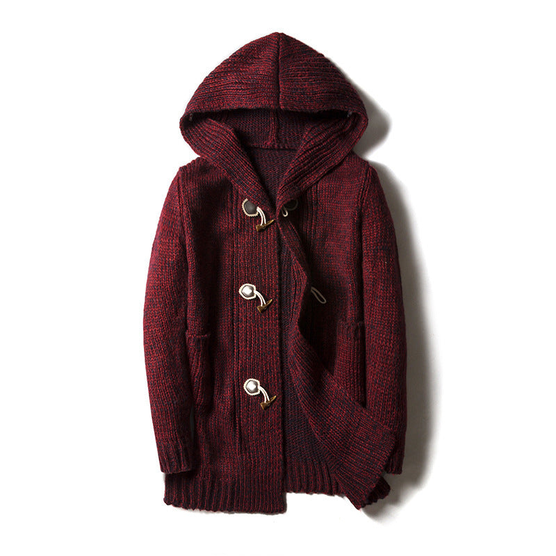 Men's Chunky Knit Hooded Toggle Cardigan – Cosy Winter Layering – view 4