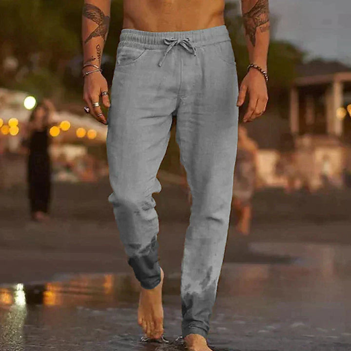 Men's Cotton-Linen Trousers – Relaxed Tapered Summer Style – Grey