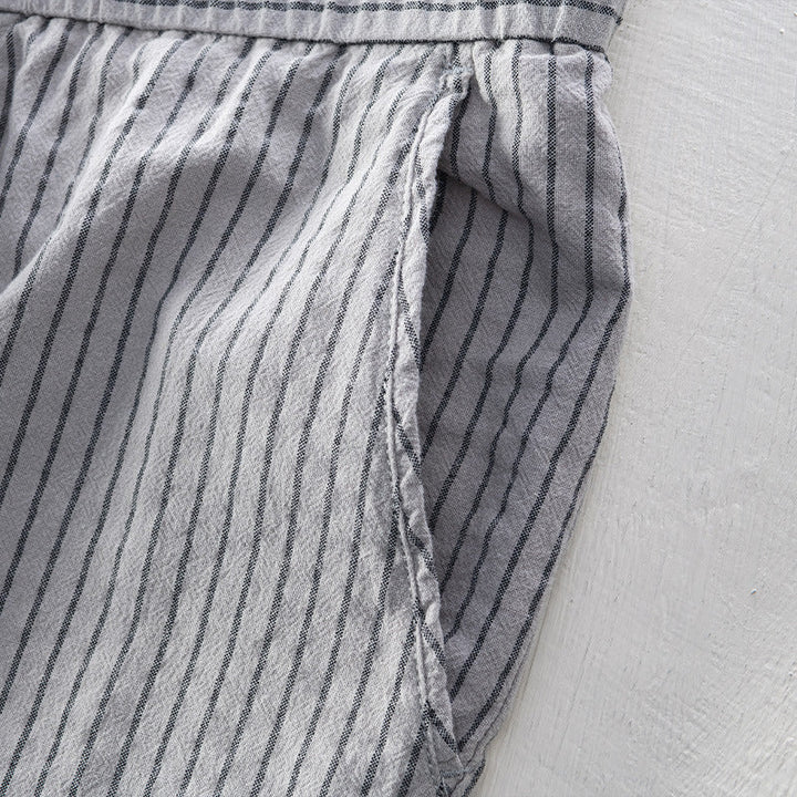 Emilio Men's Pinstripe Cotton Trousers – Relaxed Drawstring Fit – view 8
