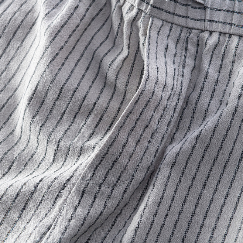 Emilio Men's Pinstripe Cotton Trousers – Relaxed Drawstring Fit – view 9