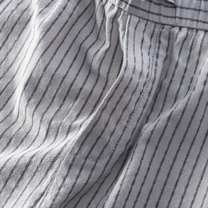 Emilio Men's Pinstripe Cotton Trousers – Relaxed Drawstring Fit – view 9