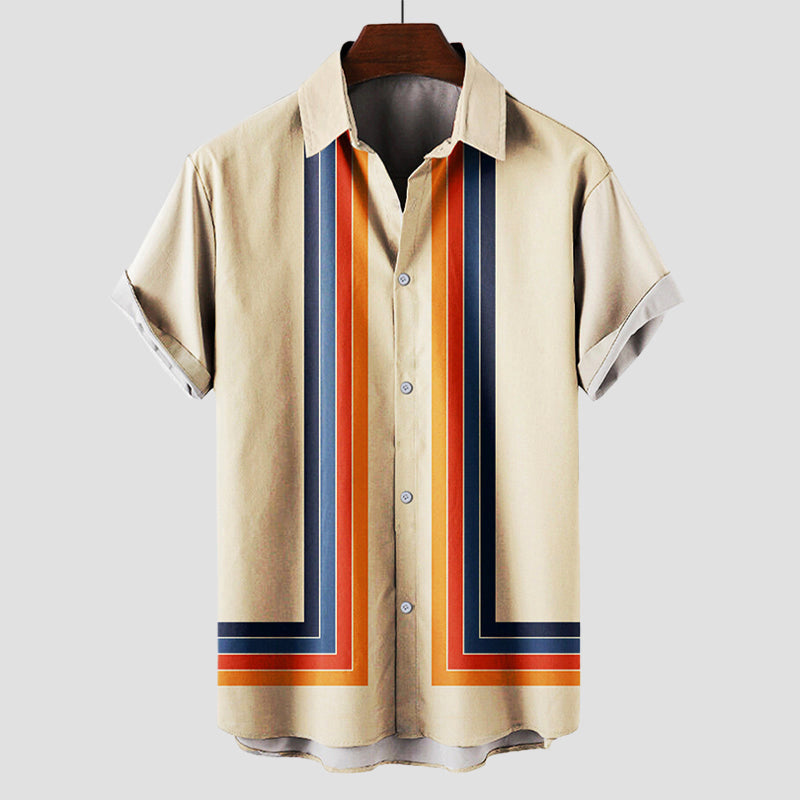 Men's Striped Retro Shirt – Breathable Anti-Wrinkle Summer Shirt