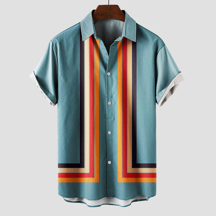Men's Striped Retro Shirt – Breathable Anti-Wrinkle Summer Shirt – Brown