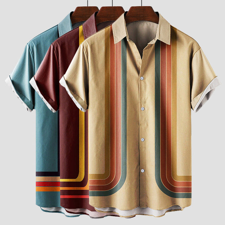 Men's Striped Retro Shirt – Breathable Anti-Wrinkle Summer Shirt – All 4 Colours (Pay 3– Get 1 Free)