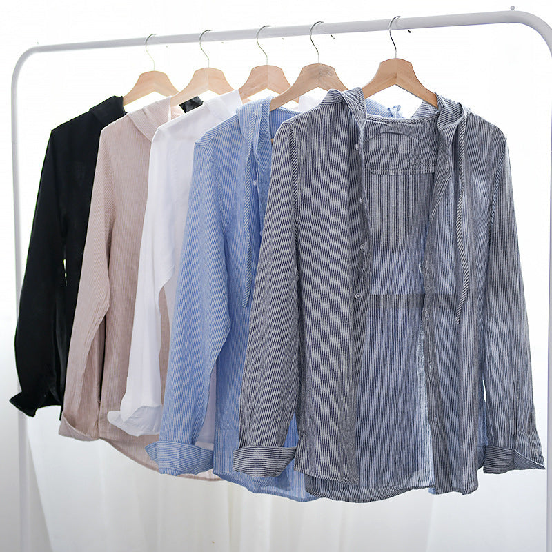 Unisex Hooded Linen Shirt – Breathable Button-Up for All Seasons – view 7