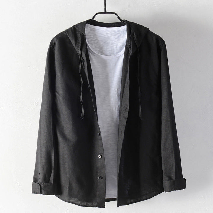 Unisex Hooded Linen Shirt – Breathable Button-Up for All Seasons – view 3
