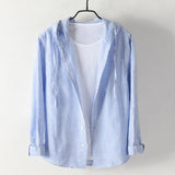 Unisex Hooded Linen Shirt – Breathable Button-Up for All Seasons