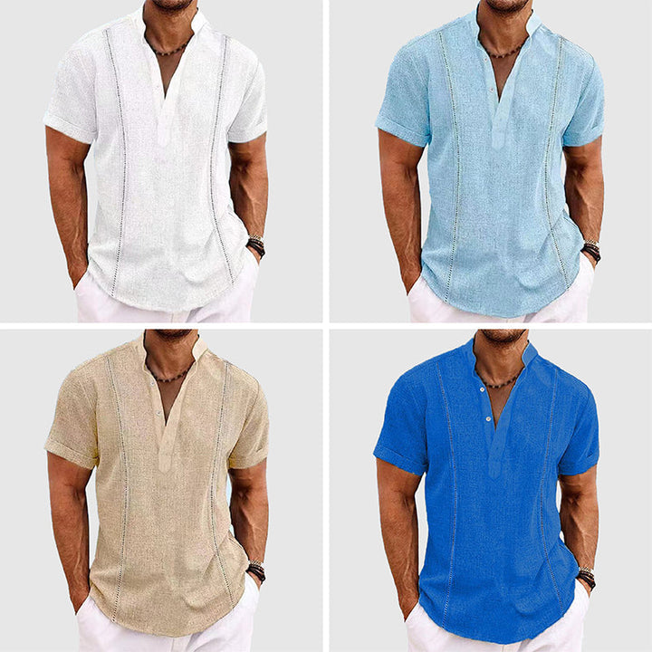 Men's Linen Blend Shirt – Harbour Short Sleeve Summer Shirt – All 4 Colours (Deal)