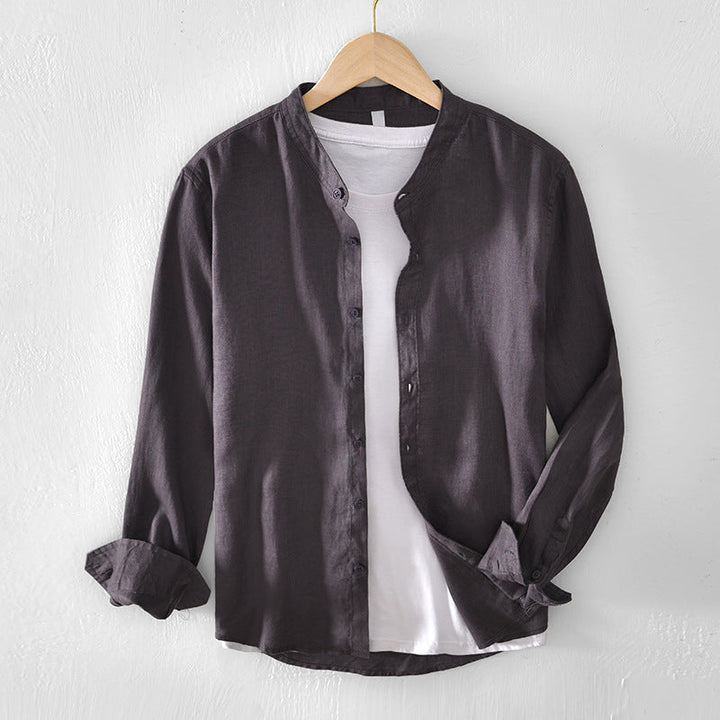 Men's Linen Blend Grandad Collar Shirt – Breathable Summer Wear – view 4