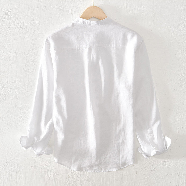 Men's Linen Blend Grandad Collar Shirt – Breathable Summer Wear – view 6