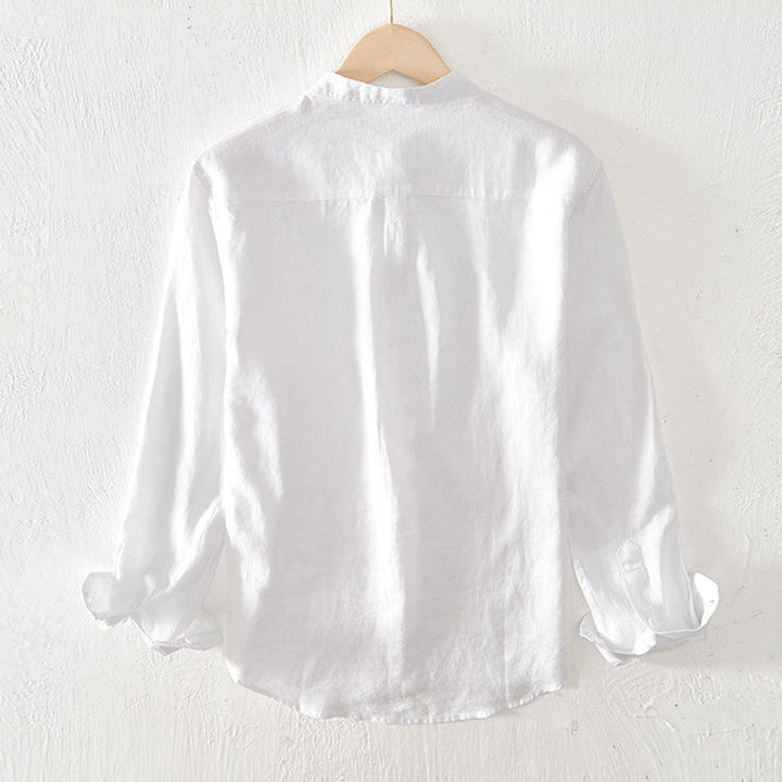 Men's Linen Blend Grandad Collar Shirt – Breathable Summer Wear – view 6