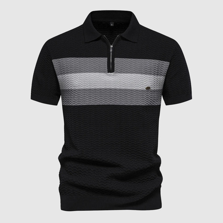 Men's Knitted Zip Polo Shirt – Breathable Short Sleeve Top – view 2