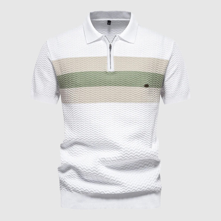 Men's Knitted Zip Polo Shirt – Breathable Short Sleeve Top – view 3