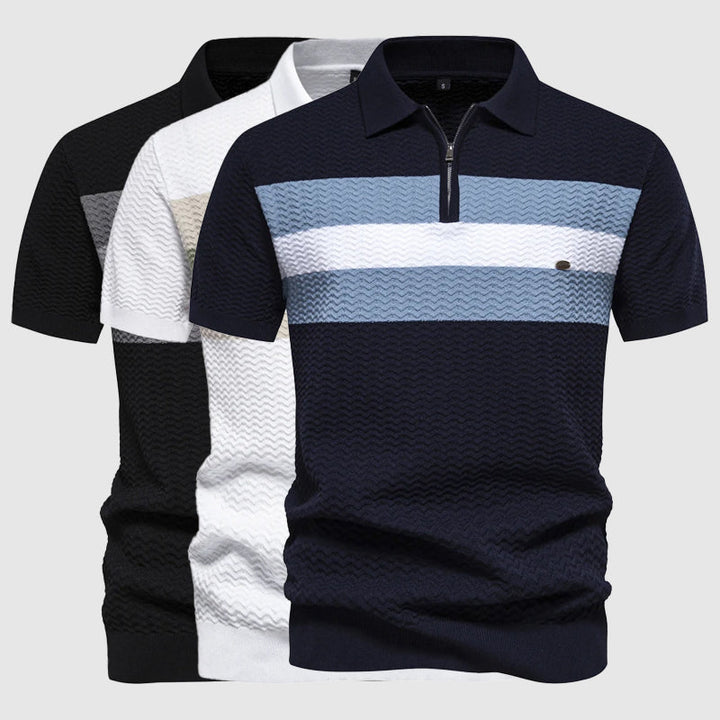 Men's Knitted Zip Polo Shirt – Breathable Short Sleeve Top – view 5