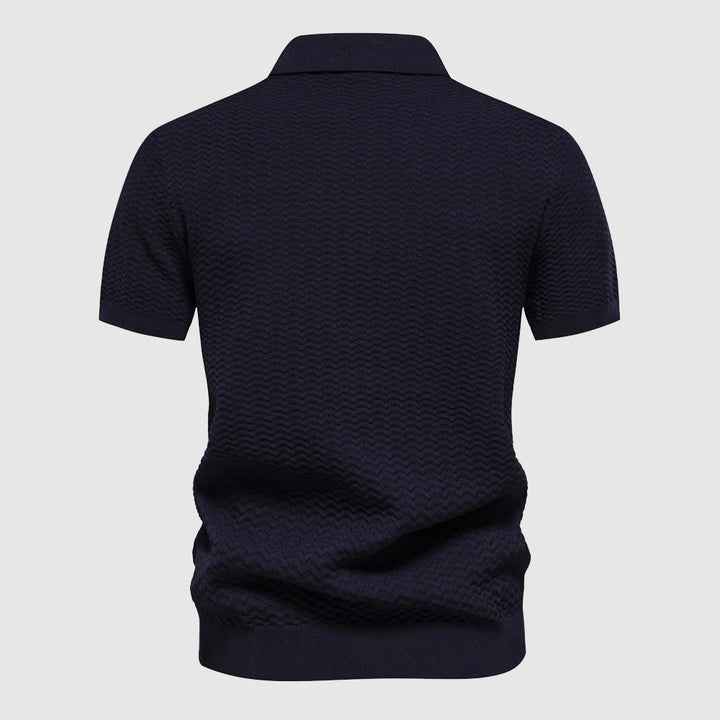 Men's Knitted Zip Polo Shirt – Breathable Short Sleeve Top – view 6