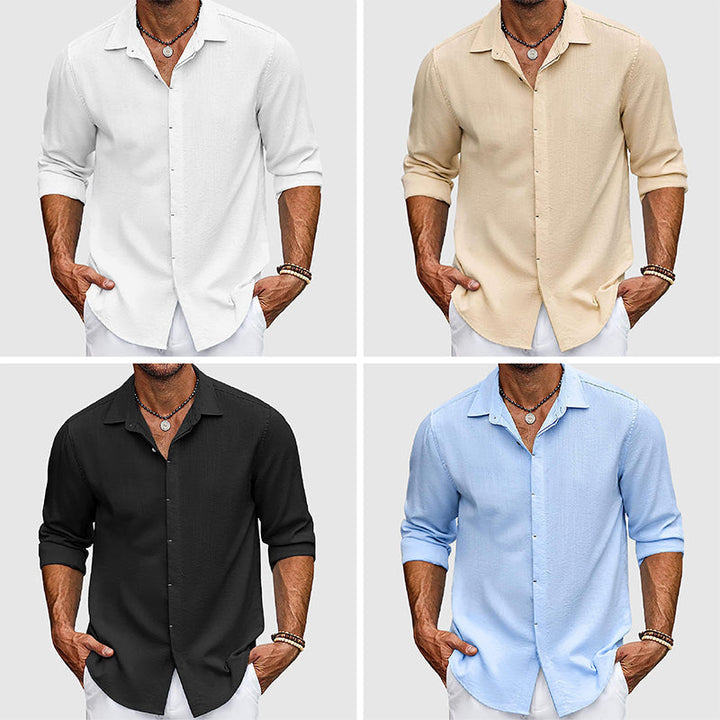 Men's Cotton Long Sleeve Shirt – Breathable Button-Up Essential – All 4 Colours (Deal)