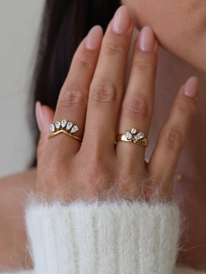 Women's Aurelie Gold Stacking Ring – Stainless Steel with Zirconia – view 2